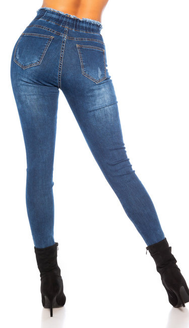 Trendy casual drawstring jeans blauw